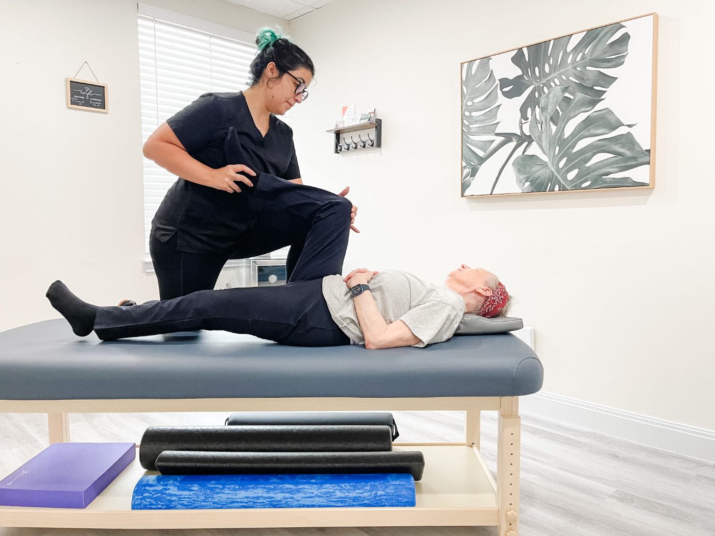 Assisted full-body stretch session